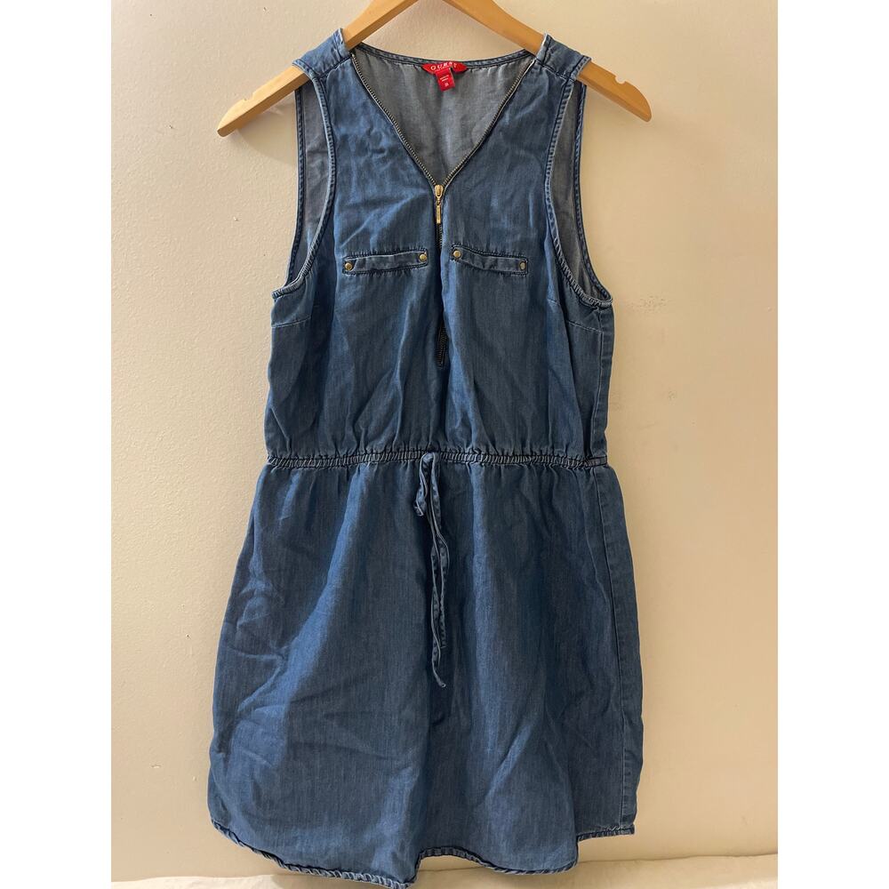 Guess Women's Size Medium Lightweight Denim‎ Tank Sleeveless Dress Zipper Blue